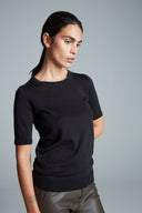Knit | top | Half - length | cotton knit | Kie | Deep Black - shop_name