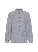 Blouse | Rib Light Travel | Iwai Diagonal Stripe | diagonal stripe black