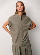 Blouse | Cotton Lyocell Stretch | Tomiko Washed | Smockey Olive - shop_name