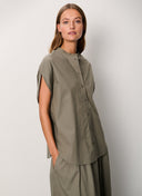 Blouse | Cotton Lyocell Stretch | Tomiko Washed | Smockey Olive - shop_name