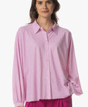 Bluse | Light-Travelqualität mit Dessin | Iwai Dessin | Pink Lady Stripe