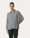 Blouse | Rib Light Travel | Iwai Diagonal Stripe | diagonal stripe black