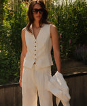 Gilet | Linen Viscose Structure | Mirya | soft white - shop_name