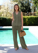 Pants | Linen | Hirsako | Olive linen - shop_name