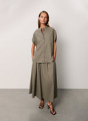 Skirt | Cotton Lyocell Stretch | Kaneko | Smockey Olive - shop_name