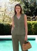 Top | Linen | Elwy | Olive linen - shop_name