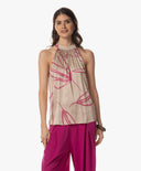 Top | Viscose Polyester | Wakaba Dessin | pinstripe petal
