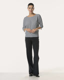 Top | Rib Light Travel | Nariko Diagonal Stripe | diagonal stripe black