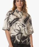 Blouse | Satin Viscose Dessin | Patani Dessin | Ink Blossom