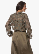 Blouse | Viscose Polyester | Tankuya | Olive Dot - shop_name