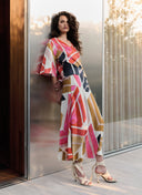 Skirt | Satin Viscose Dessin | Mitsuki | Colorfull Blocks - shop_name